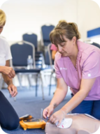 Carer helping client