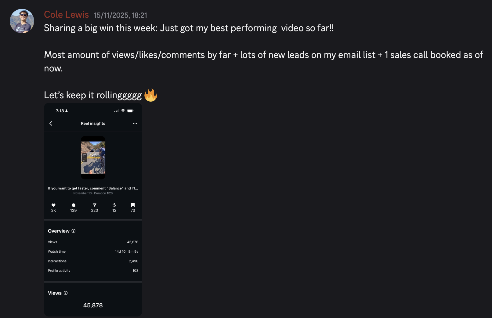 Cole Lewis in the Viral Video Club Discord