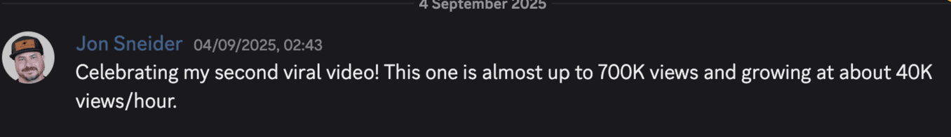 Jon Sneider in the Viral Video Club Discord