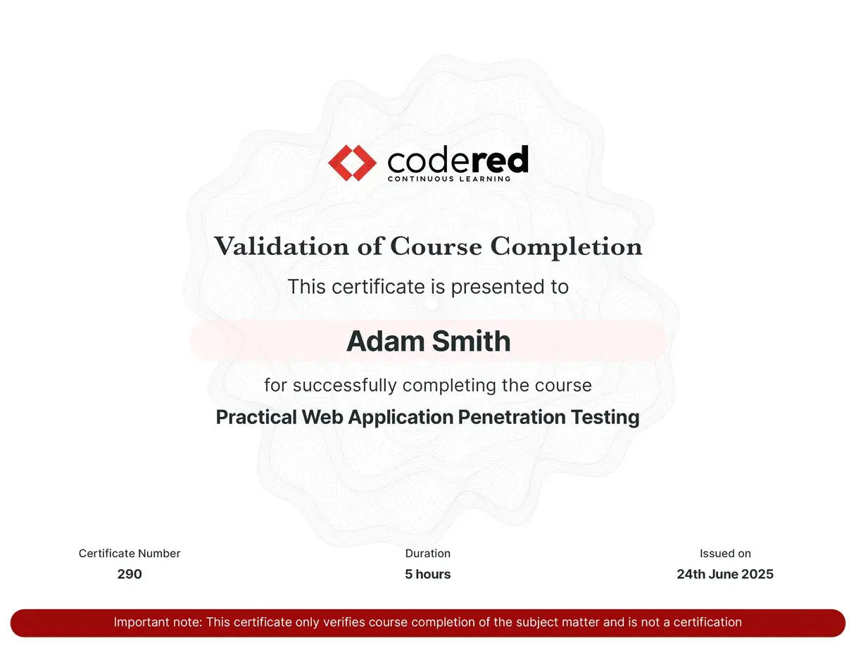 Sample Certificate of Completion